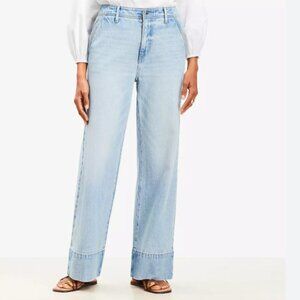 LOFT Womens Wide-Leg High Rise Curvy Jeans - Light Blue Size 33/16 NEW